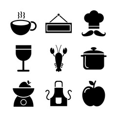 Sticker - coffee and restaurant set icons