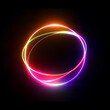 3d render, multicolor neon light, blank round frame, copy space for text, ultraviolet spectrum, ring symbol, halo, isolated on blank background