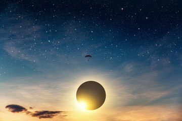 Wall Mural - eclipse of the sun bright spectacle , heavenly body background