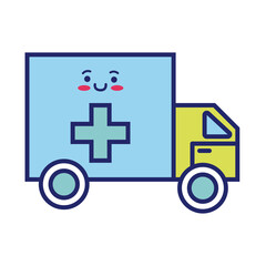 Canvas Print - ambulance car kawaii line style