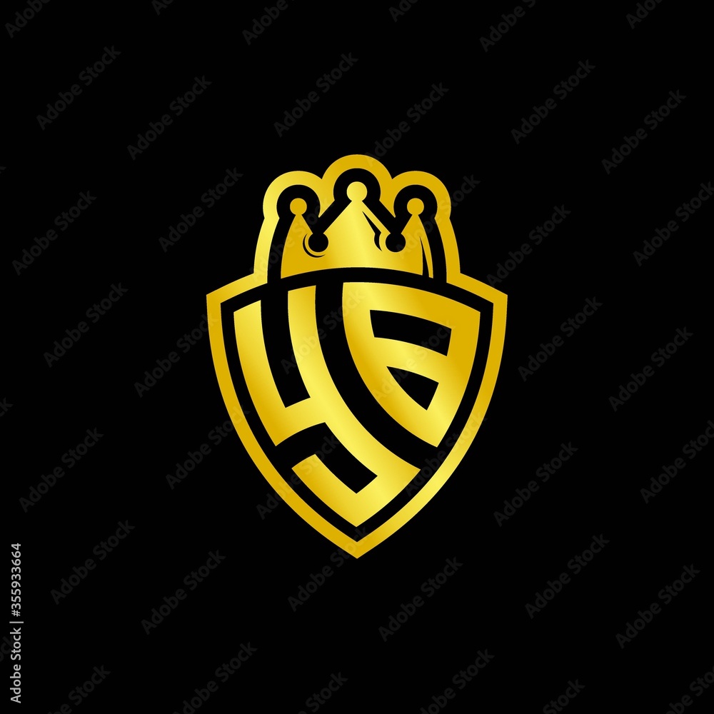 YB monogram logo with shield and crown style design template Stock ...