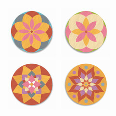 Wall Mural - Indian mandala lotus flower icon set isolated