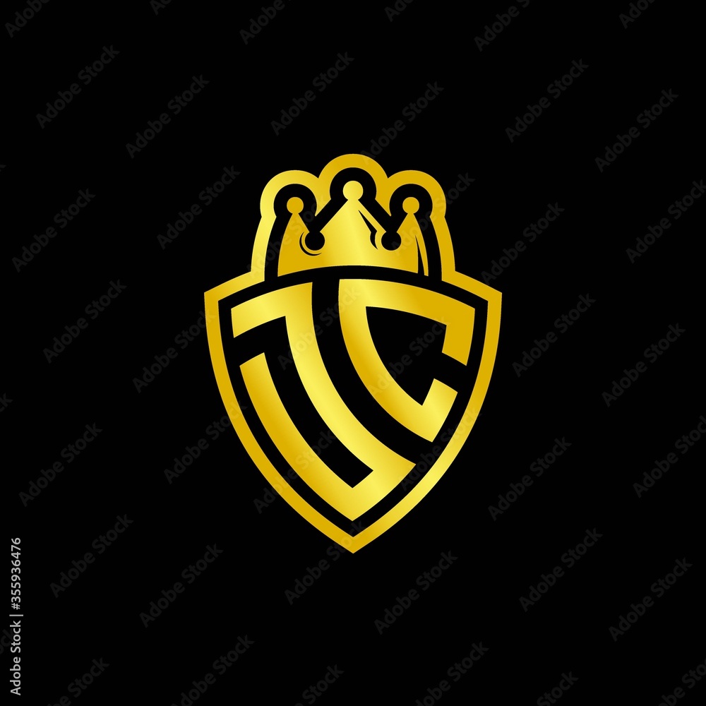 JC monogram logo with shield and crown style design template Stock ...