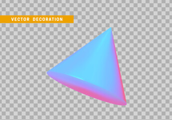 Cone is three-dimensional geometric shape isolated with colorful hologram chameleon color gradient. 3d objects vector illustration