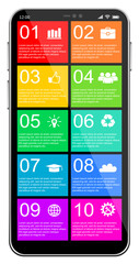 Aufkleber - Infographic vector template on mobile phone screen, realistic vector illustration
