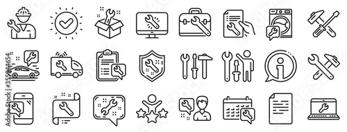 Fotomural Set of Hammer, Screwdriver and Spanner tool icons