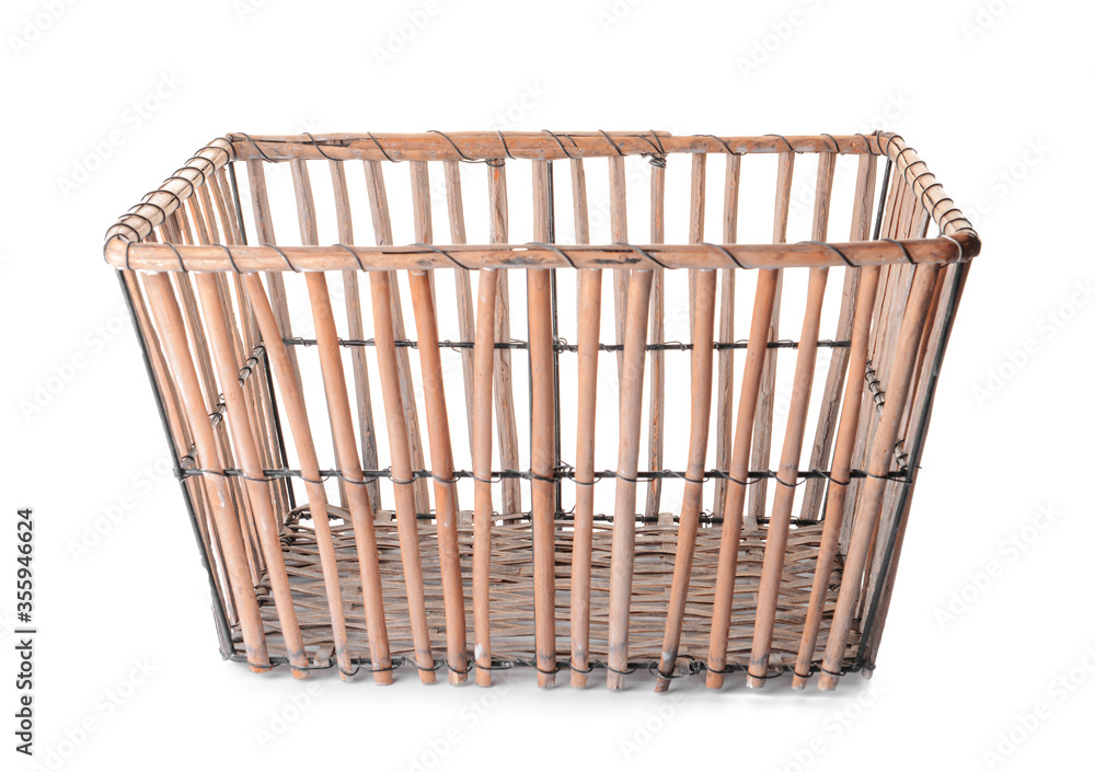 Wicker basket on white background
