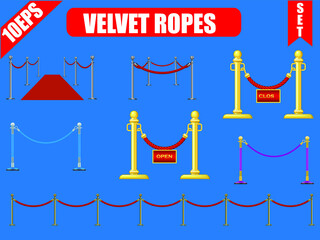 Velvet rope set with blue background.