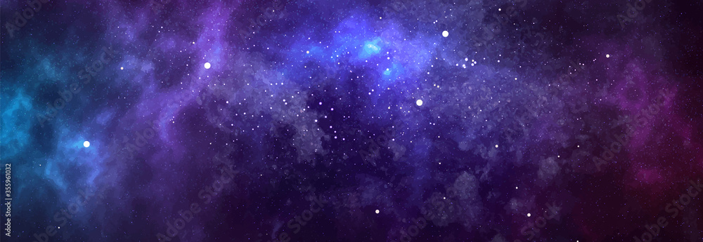 Vector cosmic watercolor illustration. Colorful space background with ...