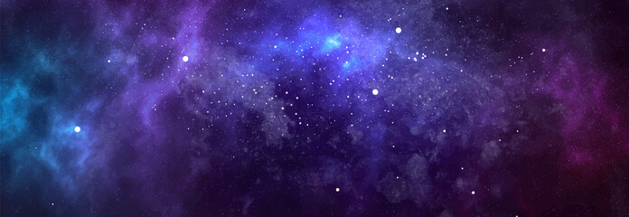 vector cosmic watercolor illustration. colorful space background with stars