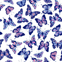 Vector Butterflies Pattern. Abstract Seamless Background.
