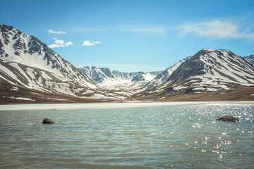 Amazing blue lake in Altai mountains in western Mongolia.