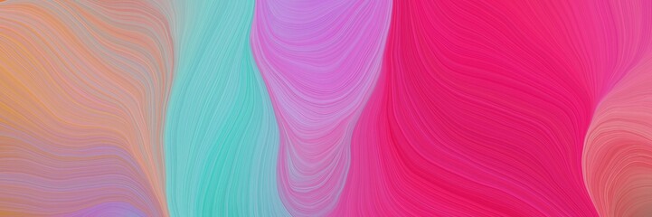 Leinwandbilder - colorful vibrant abstract artistic waves graphic with elegant curvy swirl waves background design with mulberry , moderate pink and medium aqua marine color