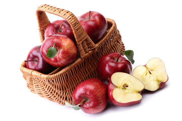 Wall Mural - Red apples on white background