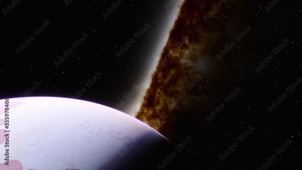 beautiful alien planet in far space, realistic exoplanet, planet ...