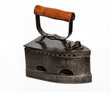 © b_lanka - antique cast iron heavy iron with wooden handle