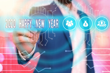 Wall Mural - Text sign showing 2020 Happy New Year. Business photo showcasing celebration of the beginning of the calendar year 2020