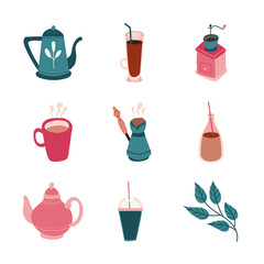 Wall Mural - bundle of coffee and tea free form style icon