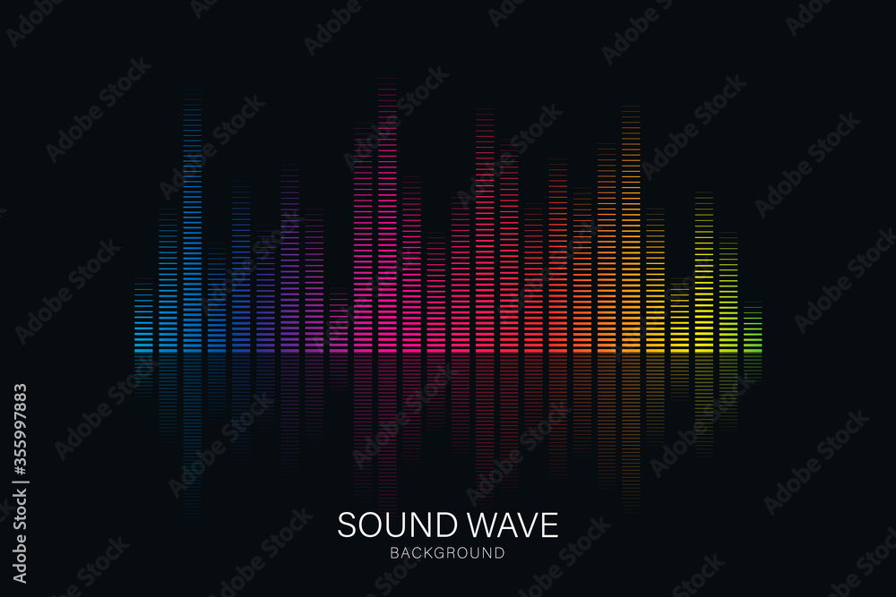 Sound wave equalizer suitable for poster, background or etc. Music soundwave design isolated on light gray backdrop. Vector Illustration - obrazy, fototapety, plakaty 