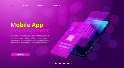 Mobile app development concept. Vector illustration