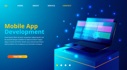 Web development, coding and programming responsive layout internet site or app of devices. Vector illustration