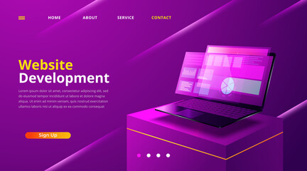 Development of software and programming. Vector illustration
