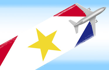 Background Saba travel concept. flag with plane for design