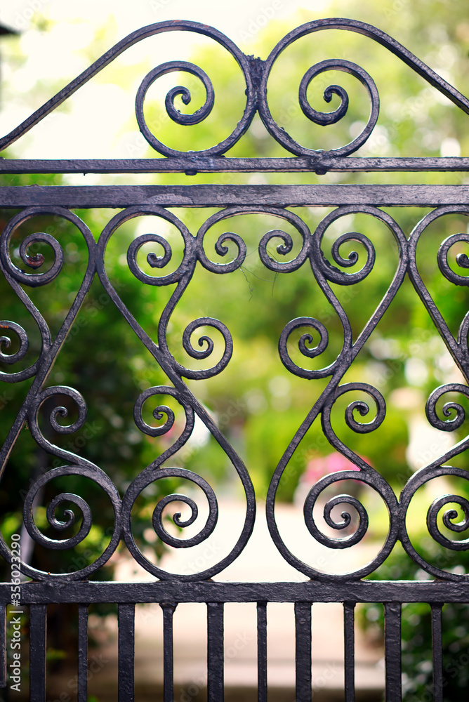 Parts of very old wrought iron gates. Stock Photo | Adobe Stock