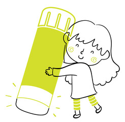 Canvas Print - Kid Girl Doodle Glue Stick Illustration