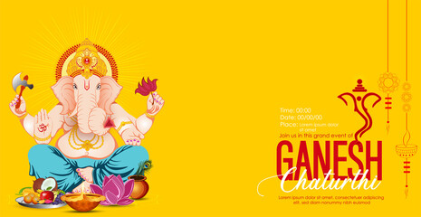 Wall Mural - vector illustration of Lord Ganpati caricature background for Ganesh Chaturthi festival of India