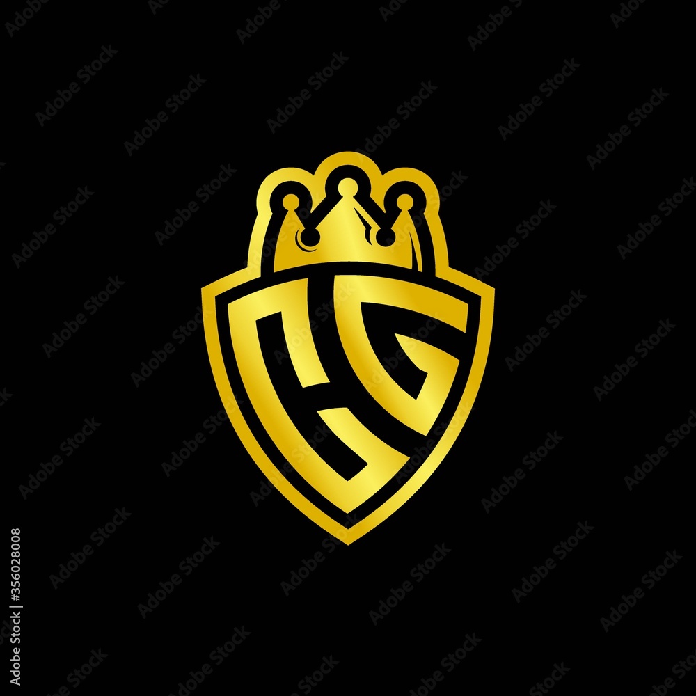 CG monogram logo with shield and crown style design template Stock ...
