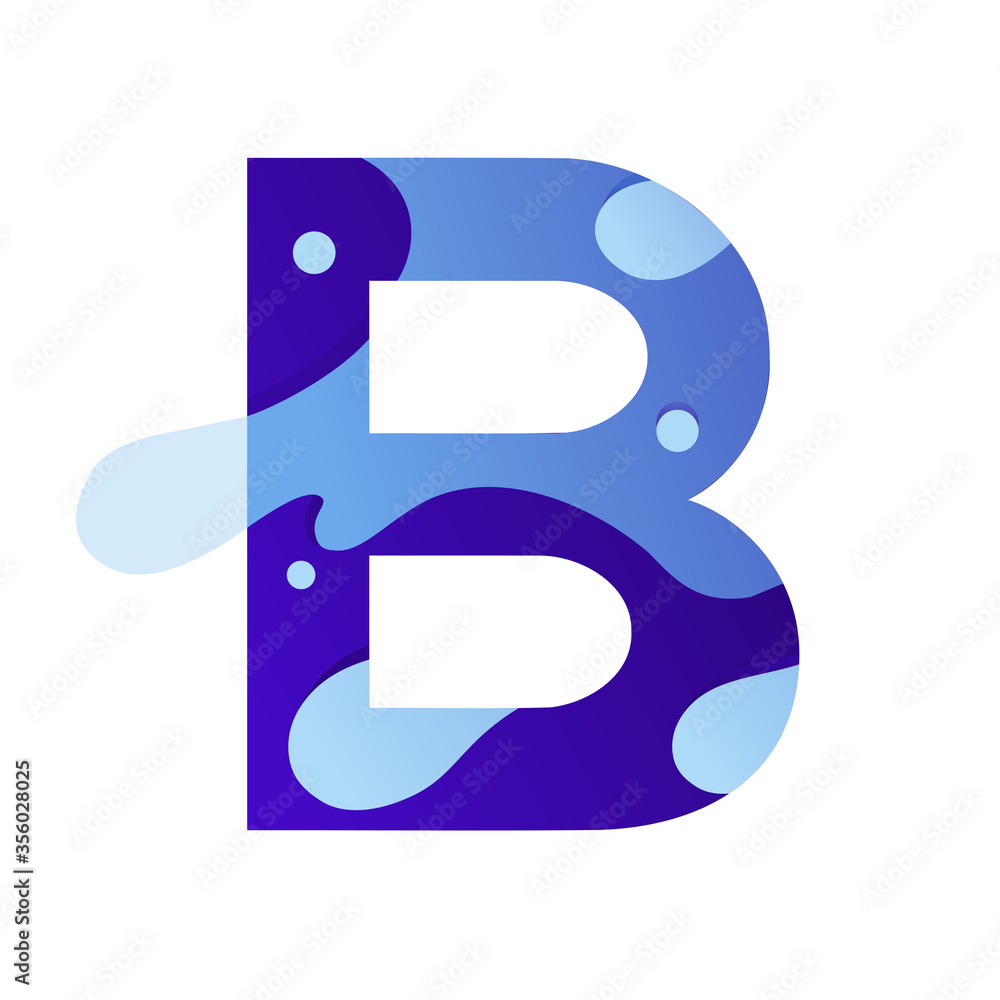 B Letter water splash vector template. This design use liquid symbol ...