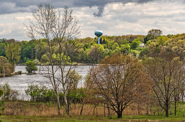 Wall Mural - Blue Water Tower at the Lake