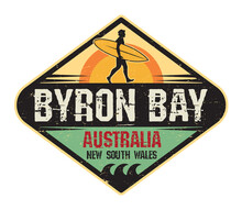 Byron Bay, Australia - Surfer Sticker, Stamp Or Sign Desig