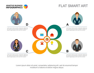 Canvas Print - Four step income concept. Petal chart, option diagram, slide template. Creative concept for infographics, project, report. Can be used for topics like business, finance, investment