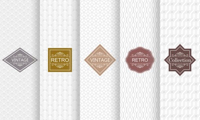 Poster - Set of seamless stripe patterns in light gray. Vector illustration vintage design. Abstract seamless geometric patterns