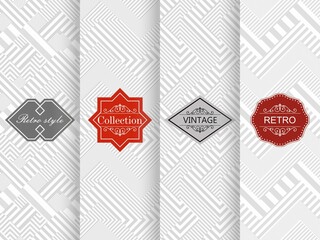 Fototapete - Set of seamless stripe patterns in light gray. Vector illustration vintage design. Abstract seamless geometric patterns