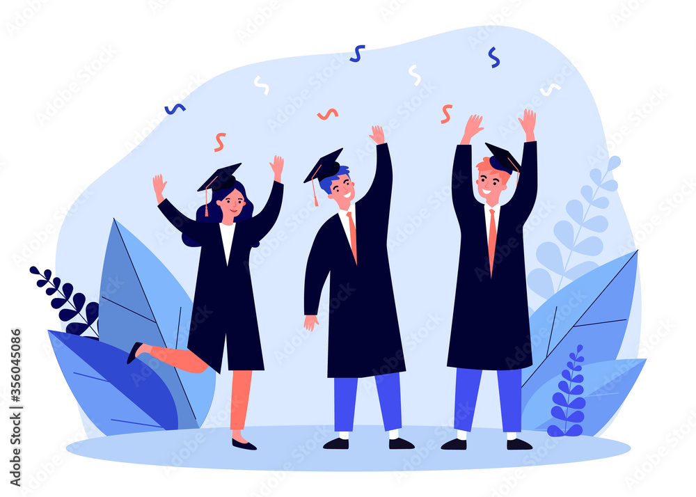 Happy students celebrating graduation from university. College ...