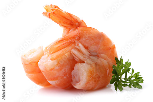 Fotomural Fresh shrimps on white background