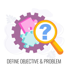 Wall Mural - Define objective and problem icon. Market research.