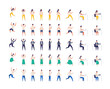 Set of Various people character in different poses. Vector illustration. full length.