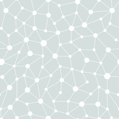 Neural network seamless pattern. Neural network of nodes and connections. Vector illustration on gray background