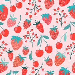 Wall Mural - Seamless pattern with berries, modern design