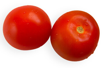 Two red tomatoes isolate