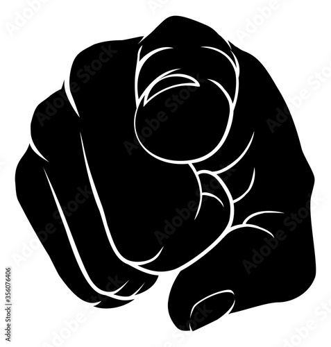 A hand pointing a finger at...