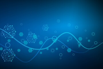 Wall Mural - hexagonal abstract background. big data visualization. global network connection.