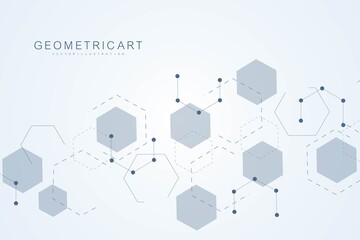 Wall Mural - hexagonal abstract background. big data visualization. global network connection.