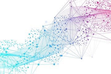 Wall Mural - geometric abstract background with connected line and dots. structure molecule and communication. bi