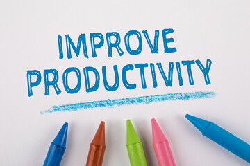 Wall Mural - IMPROVE PRODUCTIVITY concept. Text on a white page