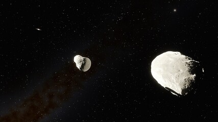 two asteroids in space